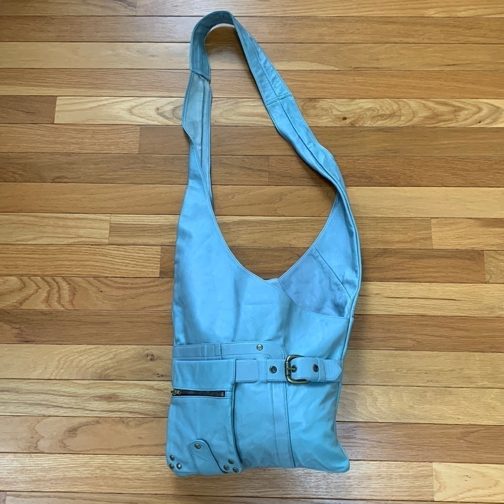 Leather Viva Bags of California Baby Blue Crossbody Purse